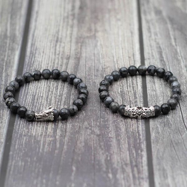 

charm bracelets trendy 2pcs/pair natural stone bracelet set vintage dragon animal punk braslet matching couple braclet yoga accessories puls, Golden;silver