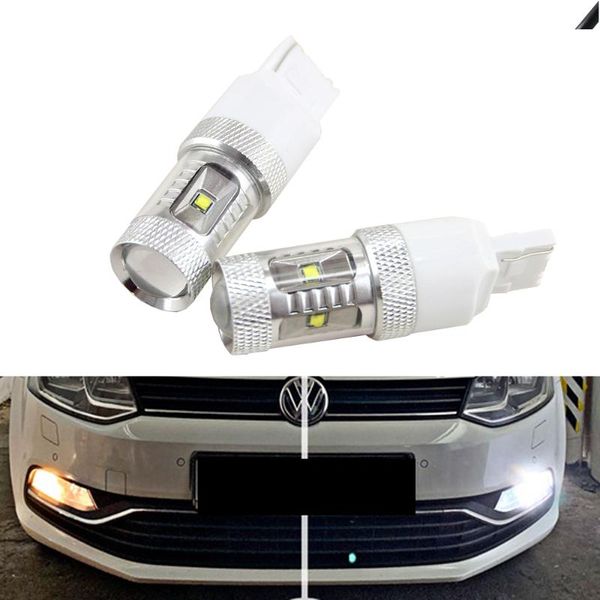 

emergency lights 2pcs t20 w21w 7440 7443 led bulb white 30w canbus no error for 6c 09-16 daytime running drl