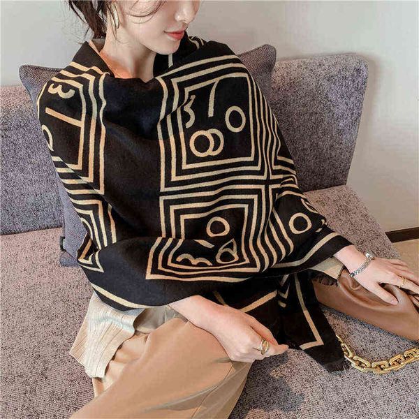 

scarves 2022 autumn and winter imitation cashmere warm scarf thickened decoration long style with large shawl to keep out the cold bib, Blue;gray