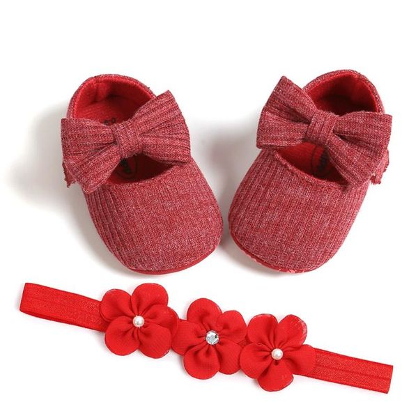 

first walkers 0-18m baby girl shoes soft sole cotton princess crib anti-slip prewalkers+headband