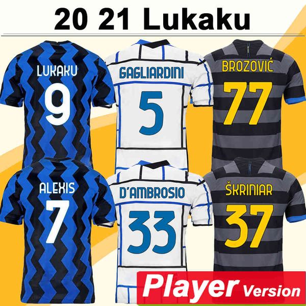 

21 20 alexis lukaku player version mens soccer jerseys brozovic skriniar d' ambrosio gagliardini home away 3rd football shirt, Black