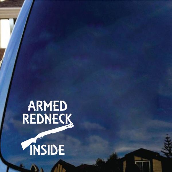 

13.1cm*13.5cm armed redneck inside funny vinyl car-styling car sticker decal black