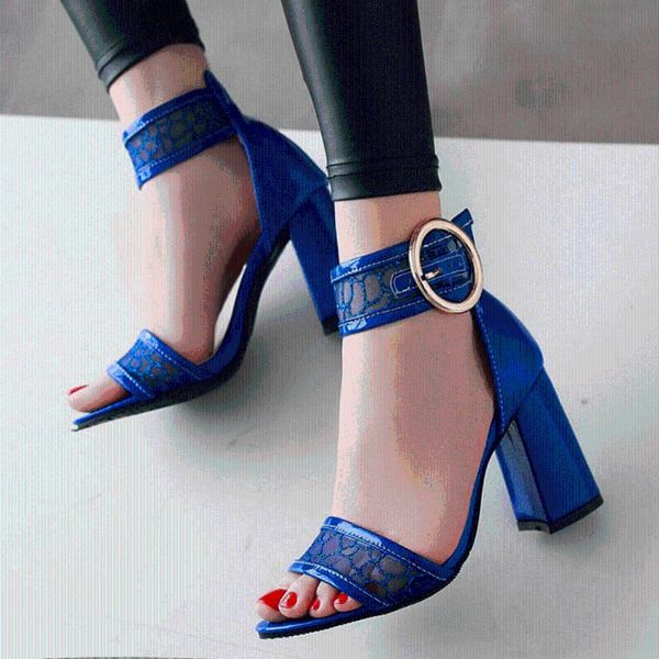 

elegant mesh party sexywoman square high heels sandals women's shoes, Black