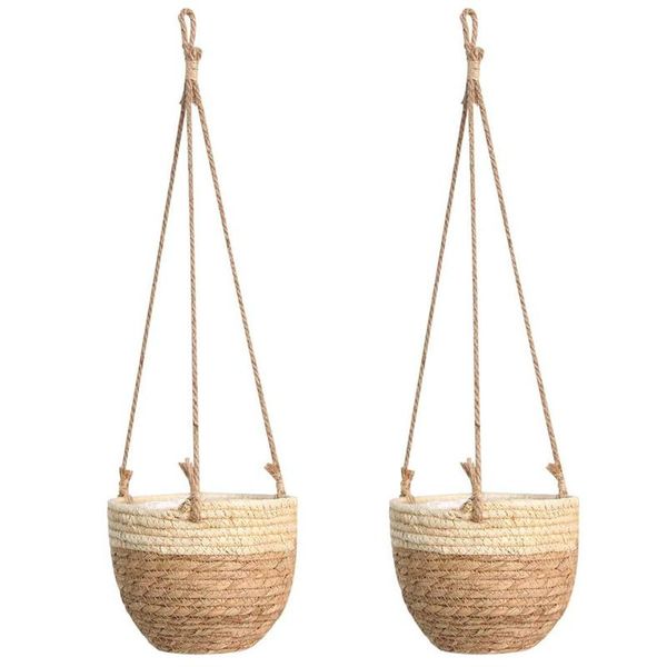

other garden supplies hanging plant basket, seagrass hang basket for plants, woven baskets plants indoor & corner,home decor, 2pcs