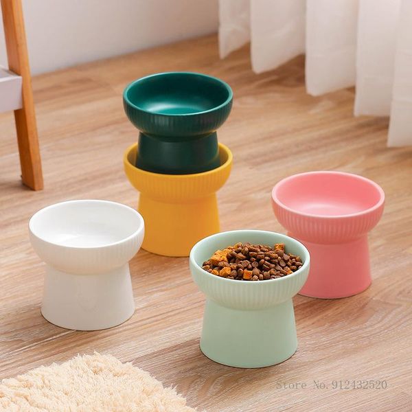 

cat bowls & feeders ceramic food bowl high-foot pet to protect the cervical spine and prevent overturning supplies catdog