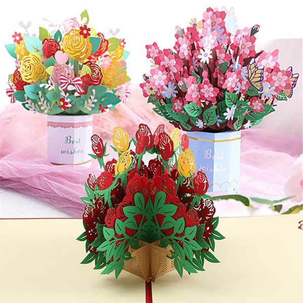 

greeting cards 3d up cut post beautiful flower card for wife mother birthday christmas valentine day party wedding gift