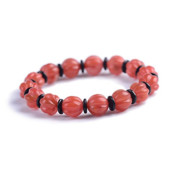 

beaded, strands drop south red natural crystal bracelets carved 10mm pumpkin beads bracelet lucky healthy for women jewelry, Black
