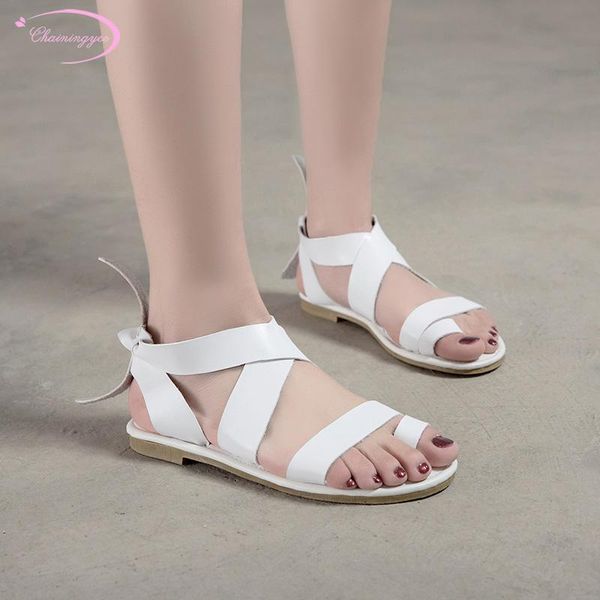 

korean casual style comfortable summer zoris sandals fashion bowknot black white flat heel women's shoes big size