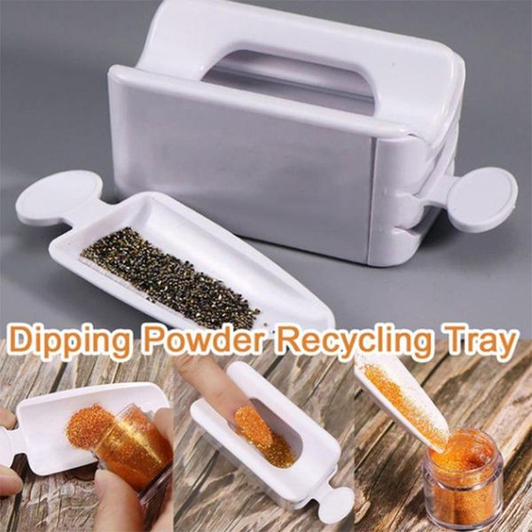 

nail art equipment portable powder recycling box tray magic mirror dipping sequin glitter dip tools, Silver