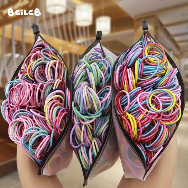 

hair accessories 200/300pcs elastic rubber tie cute and diverse ring colorful ponytail fixer fashion headwear, Slivery;white