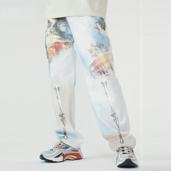 

men's pants street style trend mens trousers fashion casual print streetwear for men straight trouser clothing, Black