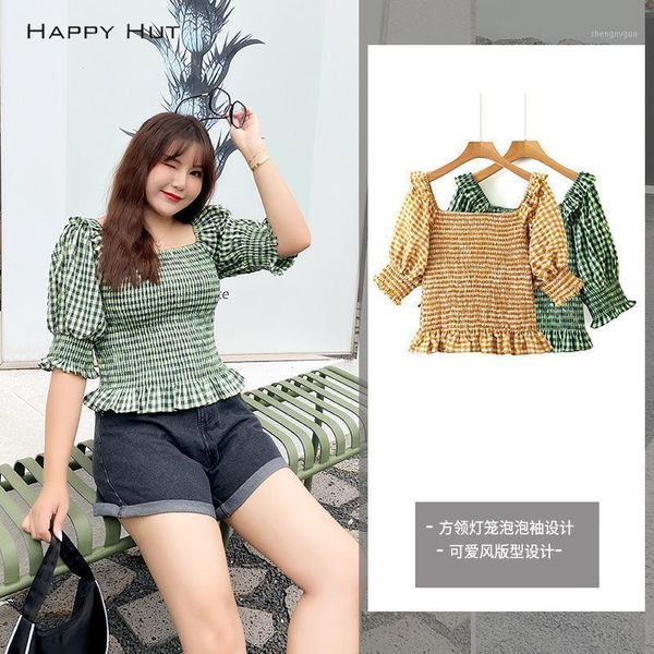 

summer style large size dress square collar pattern women's blouses & shirts, White
