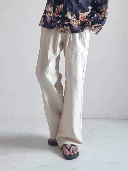 

men's pants linen summer thin cotton sports fashion loose wide leg casual, Black