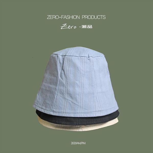 

spring and summer hat ladies striped fisherman wild sunshade male outdoor bucket, Blue;gray