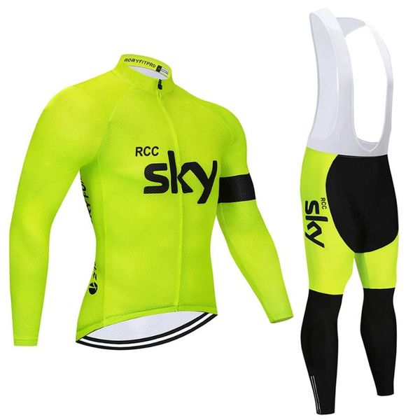 

racing sets rcc sky cycling jersey set autumn breathable shirts for men 2021 bicycle team full sleeve uniform bike sportswear, Black;blue