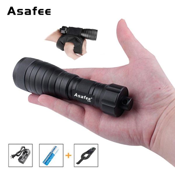 

asafee handheld video diving light rechargeable cree xm-l2 led underwater- with 18650 battery and charger flashlights torches