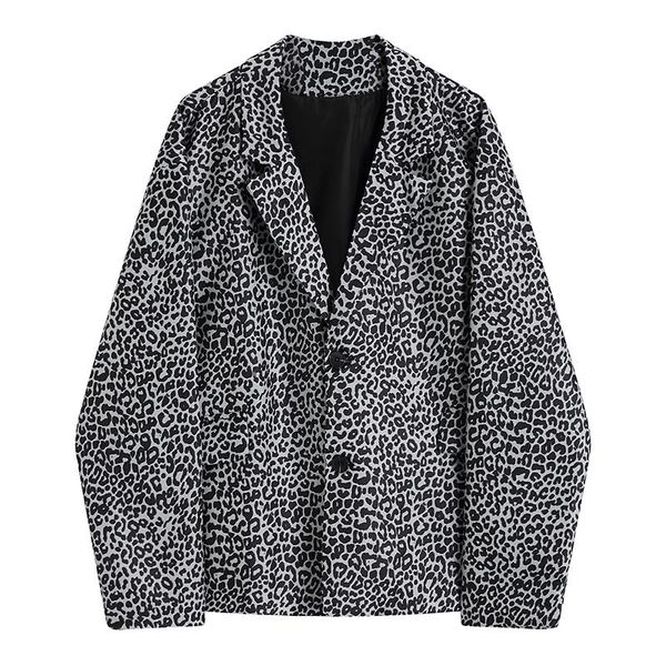 

women's suits & blazers ins 2021 autumn womens retro long coat sleeve blazer leopard print dark trend loose all-match jacket women vin, White;black