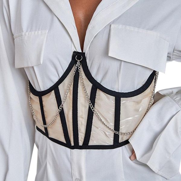 

belts women fashion chain waist corset ladies solid color boob tube shapewear body shaper white pink apricot, Black;brown