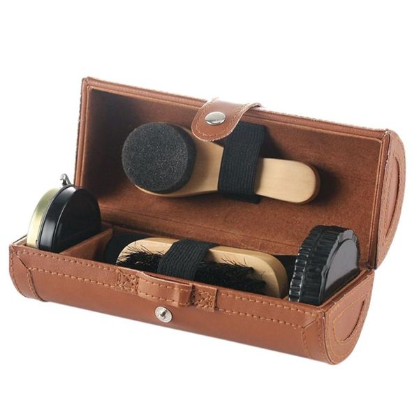 

clothing & wardrobe storage 6pc shoe polish care kit shine with wax brushes cloth horn compact cleaning