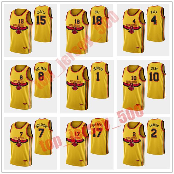 

men 75th anniversary city gold basketball jersey clint capela trae young lou williams bogdan bogdanovic john collins, Black;red