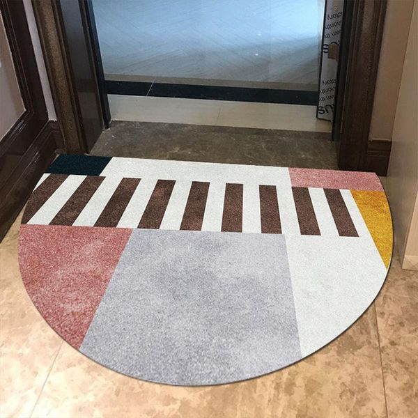 

nordic entrance doormat half-round geometric zebra pattern door mat non slip floor for bedroom bathroom home decor carpets