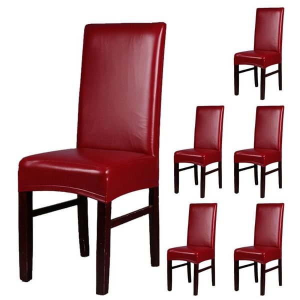 

chair covers 6pcs pu leather dining waterproof/oil proof stretch elastic slipcovers for reataurant banquet el party