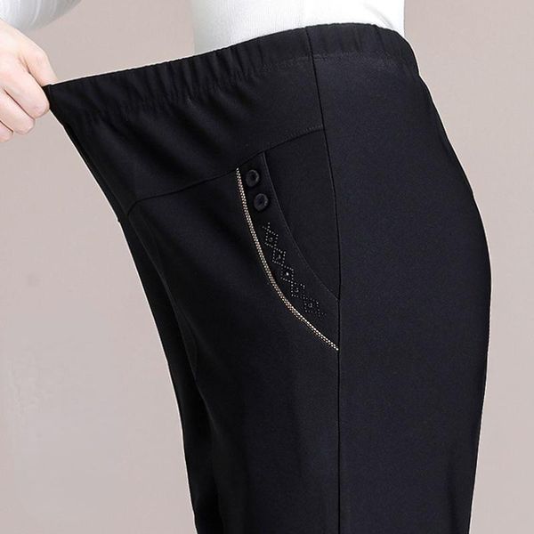 

women's pants & capris 2021 women spring autumn middle-aged thin trousers female high waist straight ladies loose mother e488, Black;white