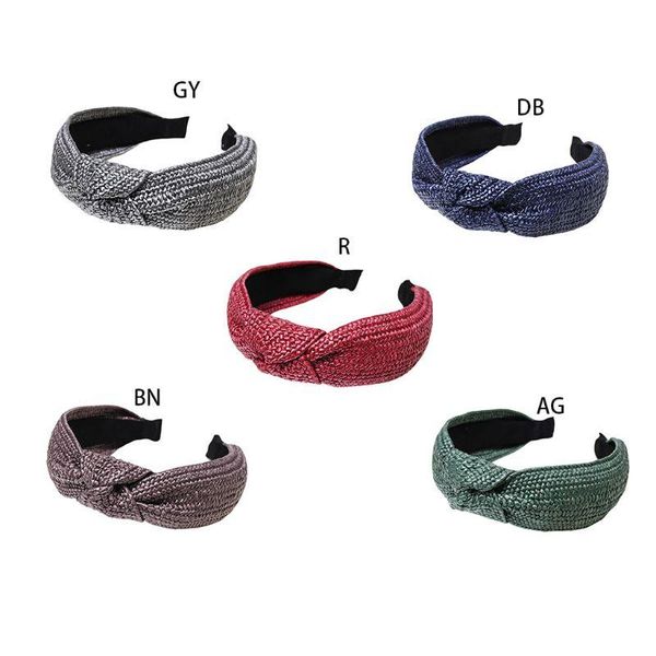 

korean vintage handmade braided faux straw headband women solid color wide hair hoop bowknot styling accessory accessories
