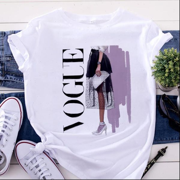 

vogue printed harajuku graphic womens t shirt trendy style short sleeve casual street wear white