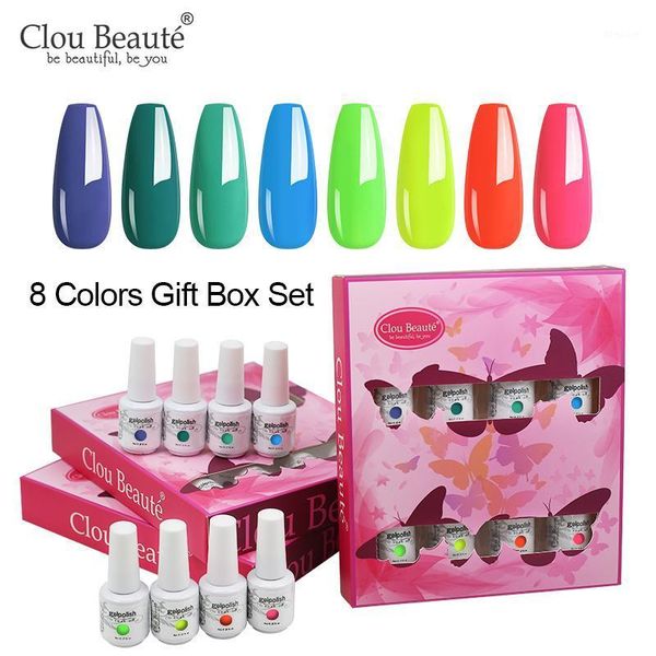 

clou beaute gel polish gift set semi permanent vernis uv led nail art varnish hybrid soak off lacquer lucky paint1, Red;pink