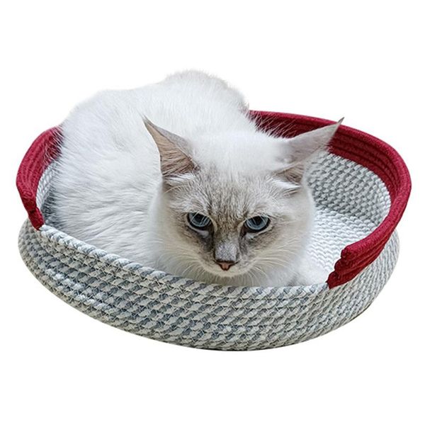 

cat beds & furniture pet nest bed winter autumn warm soft cotton rope weaving for cats scratching sleeping