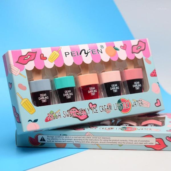 

5pcs/box cute ice cream lip tint makeup liquid lipstick moisturizing gloss waterproof lasting lipgloss korean style cosmetic1