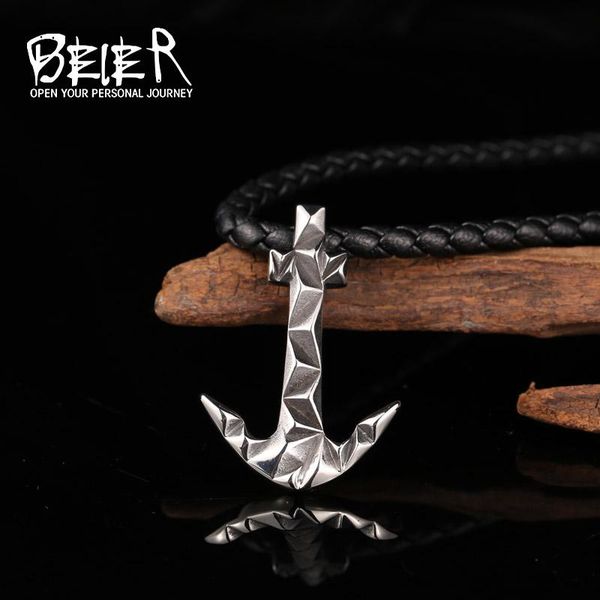 

stainless steel anchor pendant chain necklace men jewelry bp8-523 necklaces, Silver