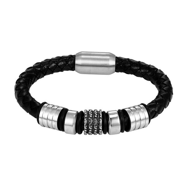 

charm bracelets two styles multi size men jewelry handmade vintage mens leather bracelet stainless steel magnetic clasp gift pulseras, Golden;silver