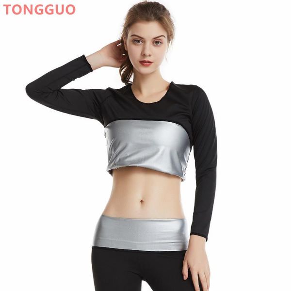 

women's shapers women sauna thermo sweat tank body shapewear slimming vest waist trainer corsets gym fitness long sleeve shirts, Black;white