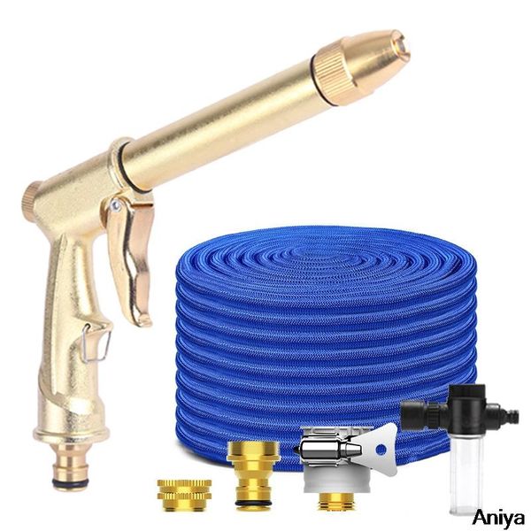 

watering equipments expandable garden hose high pressure alloy nozzle gun adjustable magic flexible car wash tools set