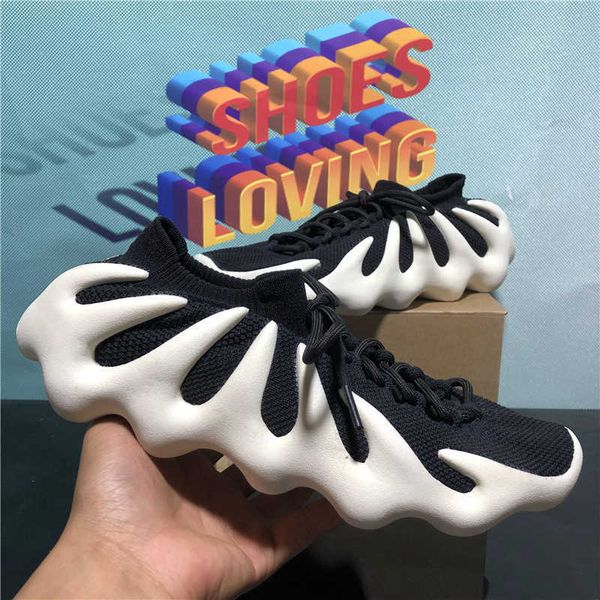 

2021 light comfortable kanye 450 knit running shoes cream cloud white black men women fashion outdoor flat sport trainer