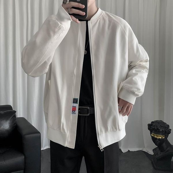 

men's jackets baseball uniform trendy loose korean style ins all-matching jacket spring and autumn stand collar casual overalls, Black;brown