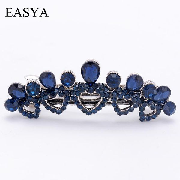 

hair clips & barrettes easya 2021 fashion blue rhinestone crystal heart retro metal ornaments hairwear for women girls, Golden;silver