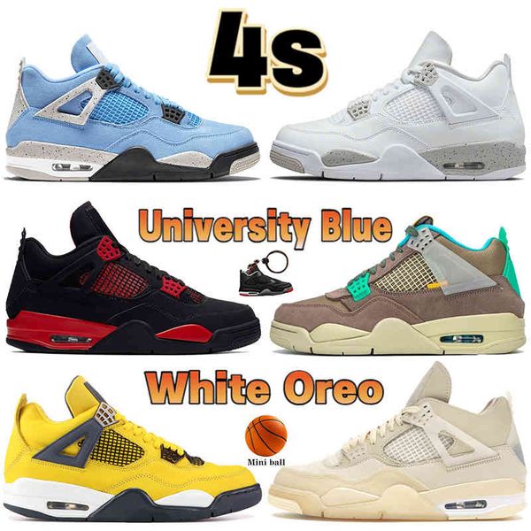 

4 university blue 4s mens basketball shoes white oreo shimmer desert moss black cat metallic purple bred men women sneakers trainers