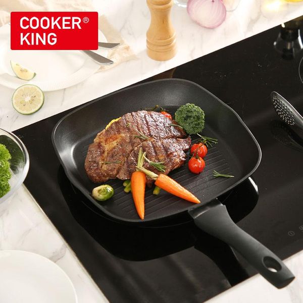 

pans cooker king nonstick grill pan steak frying skillet kitchen utensils suit for all stove include induction no pfoa/toxic 28cm