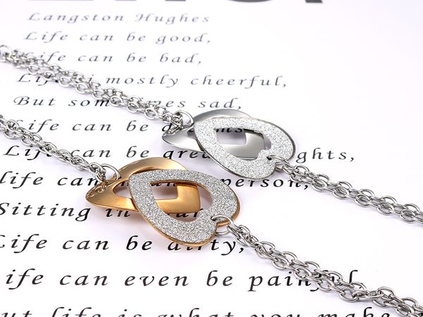 

european and american fashion bangle heart-shaped titanium bracelet, simple personality, women's stainless steel bracelet jewelry whole, Black