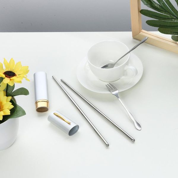 

chopsticks family portable folding travel stainless steel tableware set korean chinese camping for kitchen