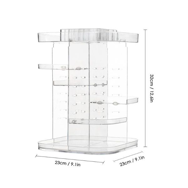 

bathroom storage & organization 20 grid transparent makeup organizer 360 degree cosmetic display case box diy adjustable ca