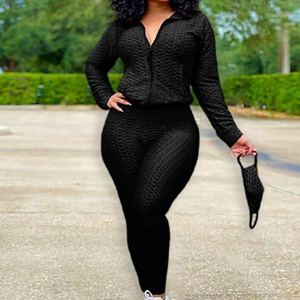 

women fashion casual plus size two-piece set suits running sportwear oversize 4xl solid long sleeve coats & fitted pants women's tracks, Gray