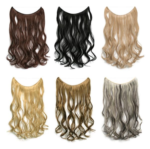

wave synthetic fish line weft simulation human loop micro ring hair extensions 22 inches 50g mw-8006c, Black