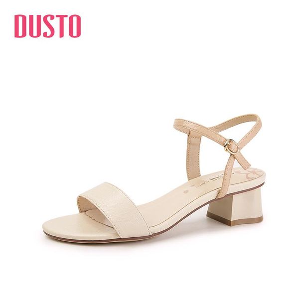

sandals dusto 2021 summer sweet middle heel chunky shoes for women, Black
