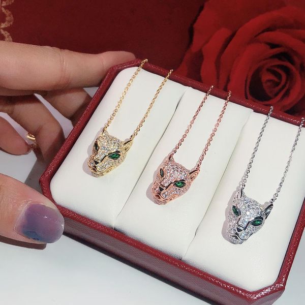 

s925 silver leopard print necklace quality popular high fashion party jewelry for women luxurious panther wedding jewelry leopard necklace