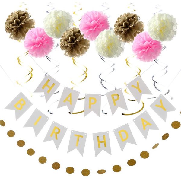 

party decoration 13-piece spiral ornaments birthday flag wedding scene layout holiday supplies wreath pendant ribbon