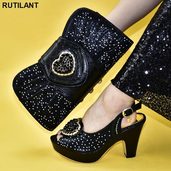 

italian shoes with matching bags for wedding italy summer high heeled women dress, Black